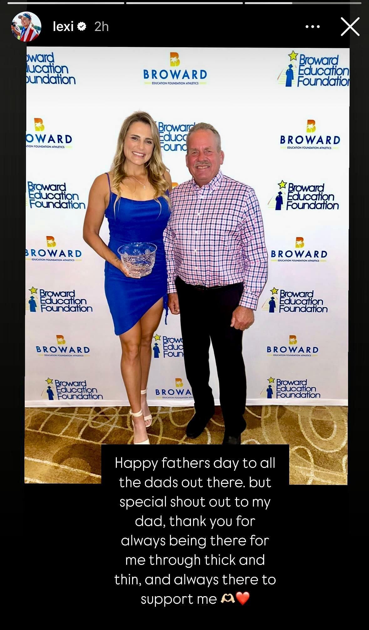 Lexi Thompson's Instagram story. She's with her dad ahead of the 2025 Meijer LPGA Classic